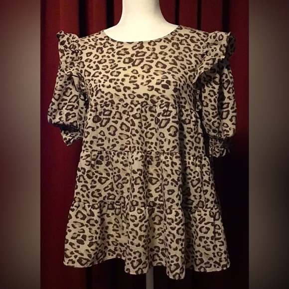 Free The Roses Animal Print Tiered Blouse - Picture 4 of 7